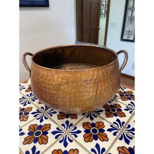 Vintage copper, metal cauldron bucket